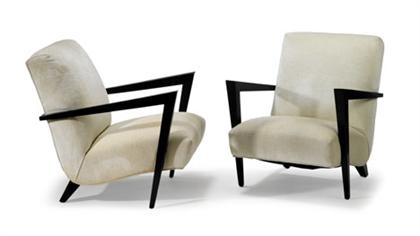 Appraisal: ATTRIBUTED TO PAUL LASZLO hungarian - Pair of armchairs Black