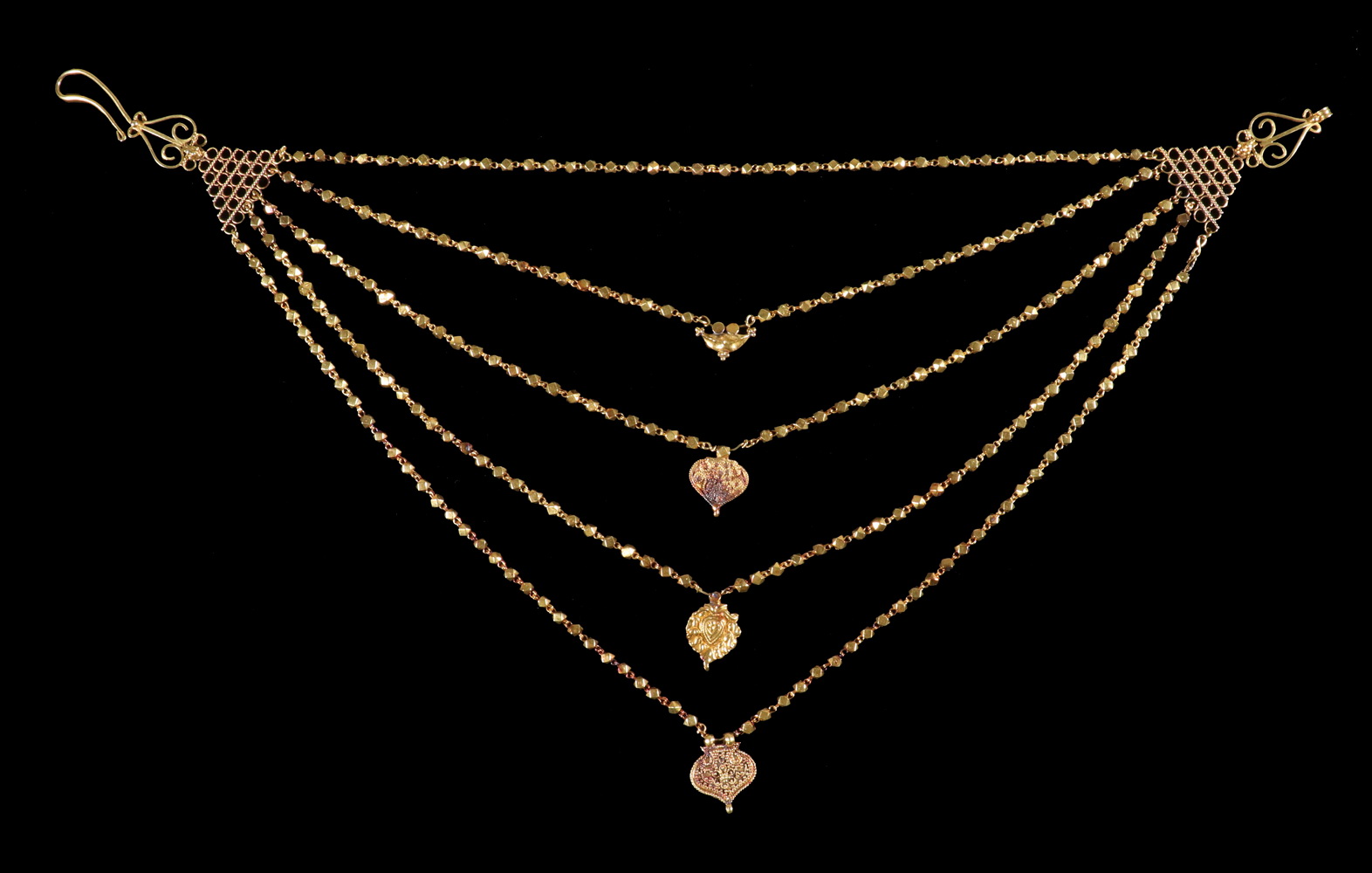 Appraisal: K GOLD FIVE-STRAND NECKLACE K Yellow Gold Necklace consisting of