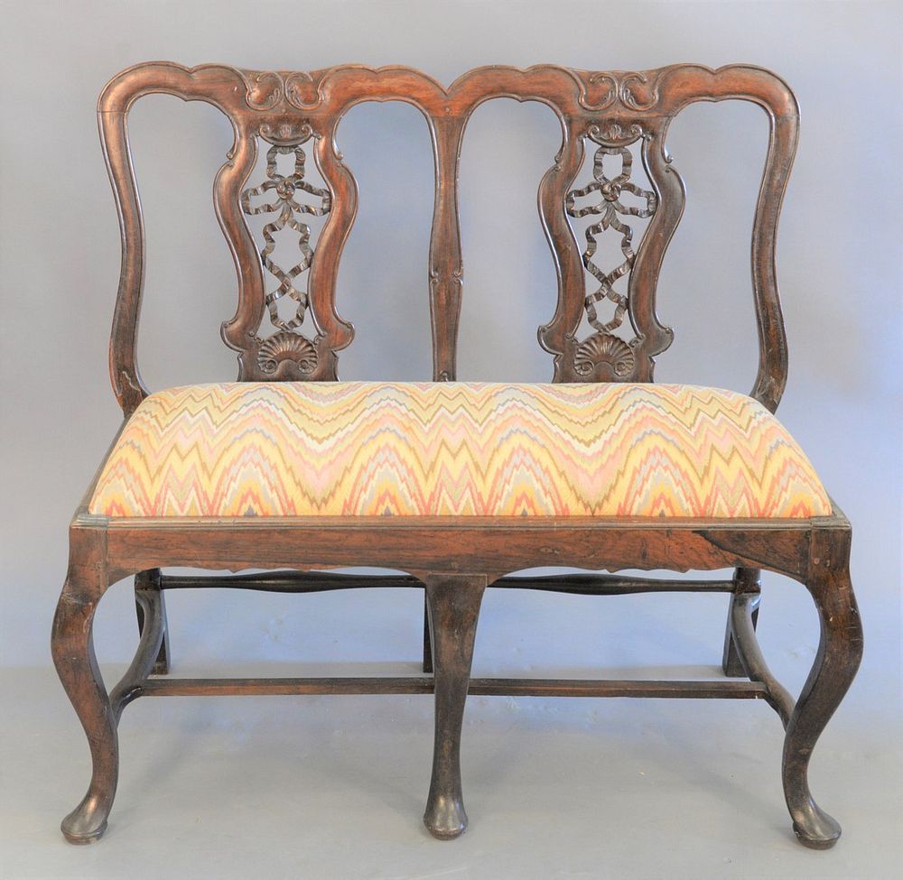 Appraisal: Georgian mahogany settee double carved back on cabriole legs ending