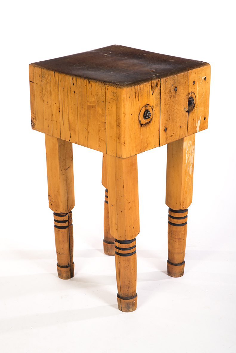 Appraisal: CHOPPING BLOCK American st half- th century maple Square legs