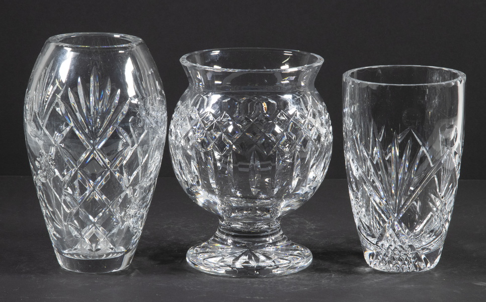 Appraisal: CUT CRYSTAL VASES Group of Clear Cut Crystal Vessels incl