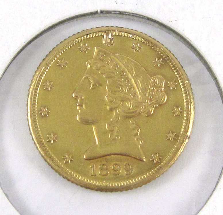 Appraisal: U S FIVE DOLLAR HALF EAGLE GOLD COIN Liberty head