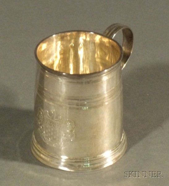 Appraisal: Queen Anne Silver Mug London maker's mark partially rubbed possibly