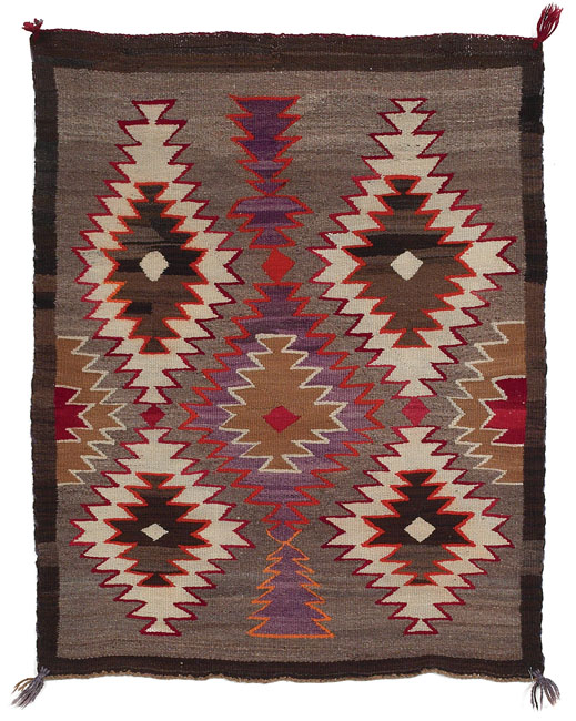 Appraisal: Navajo rug c Transitional with stylized diamond pattern in red