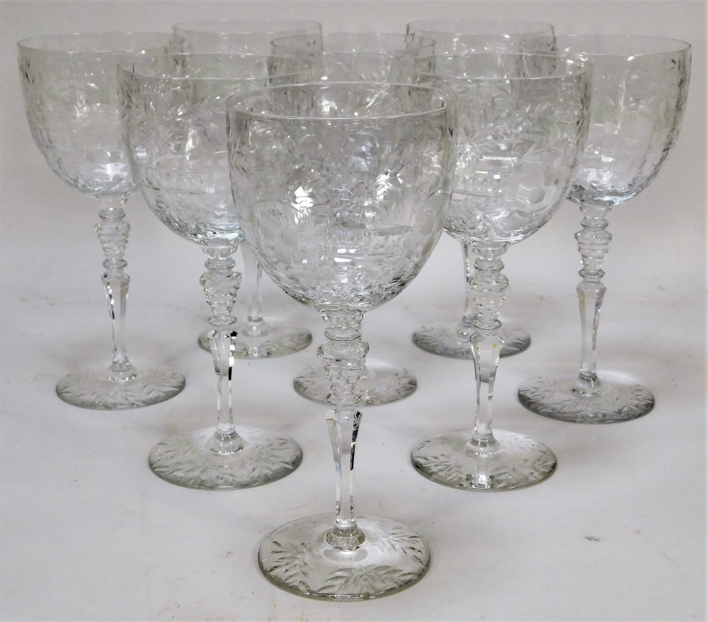 Appraisal: HAWKES CRYSTAL ELEGANT CUT GLASS WINE GLASSES United States th