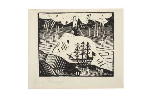 Appraisal: LYONEL FEININGER Vulkan Stromboli Woodcut on thin laid Japan paper