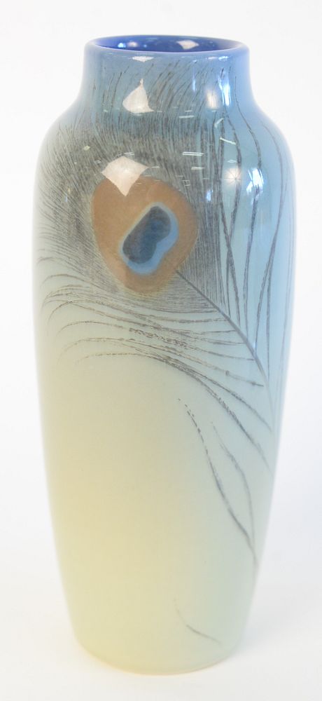 Appraisal: Charles Carl Schmidt Rookwood Vase painted with peacock feather marked