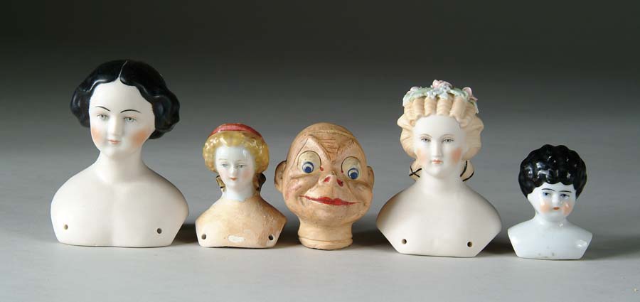 Appraisal: BOX LOT OF ASSORTED DOLL HEADS AND SHOULDER PLATES CONDITION