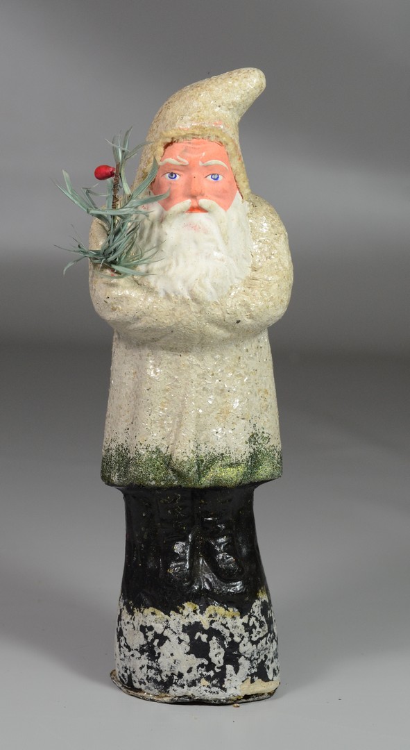 Appraisal: Paper mache Santa candy container white robe with mica flecks