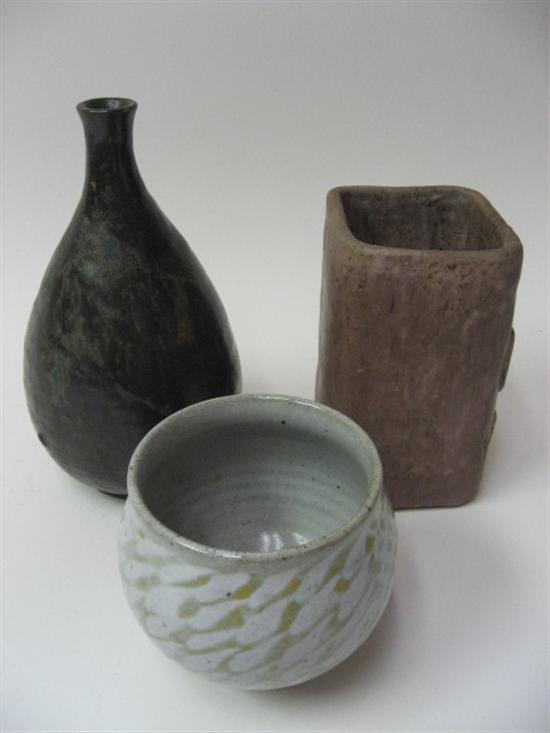 Appraisal: Three Pieces of Studio Art Pottery Illegibly signed H