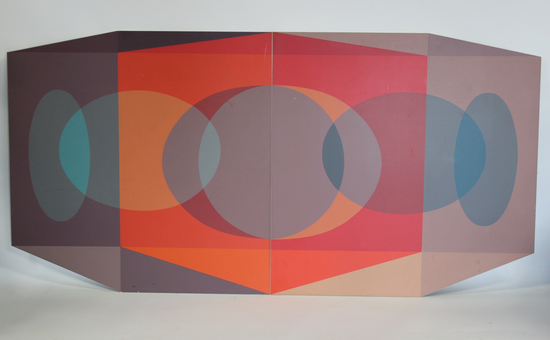 Appraisal: BEN CUNNINGHAM AMERICAN - Silkscreen Diptych on Plastic Panel Scarlet