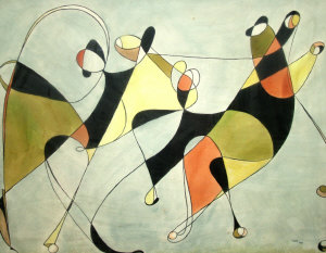 Appraisal: F Kula mid th century- Abstract form watercolour and gouache