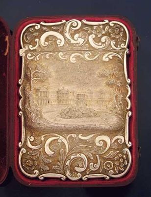 Appraisal: A rare Victorian embossed 'castletop' card case with a view