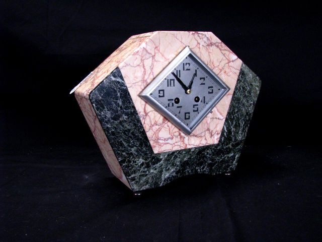 Appraisal: French Art-Deco mantle clock in alabaster case inches tall with