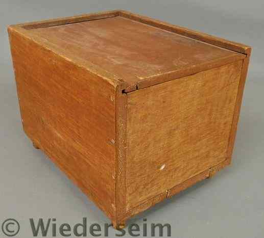 Appraisal: Pine slide lid storage box th c with original red