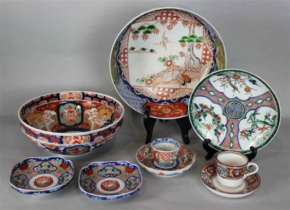 Appraisal: GROUP OF IMARI DISHES including a circular dish decorated with