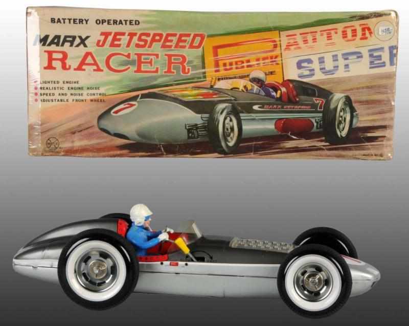 Appraisal: Tin Marx Jetspeed Race Car Battery-Op Toy Description Japanese Working