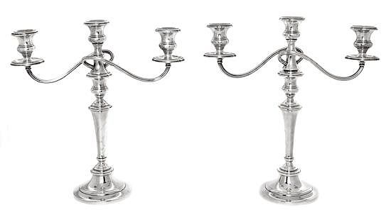 Appraisal: A Pair of American Silver Three-Light Candelabra Gorham Mfg Co