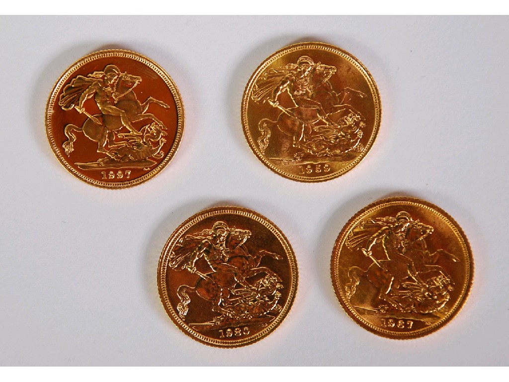 Appraisal: FOUR ELIZABETH II GOLD SOVEREIGNS