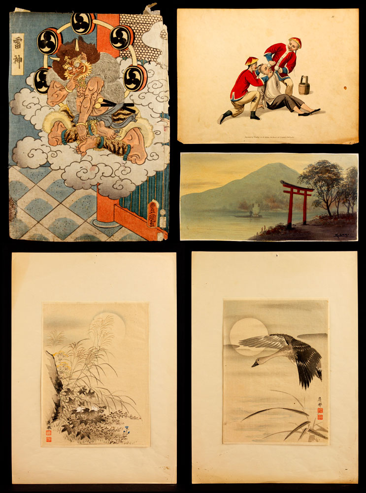 Appraisal: - Asian Works on Paper Lot of five Asian works