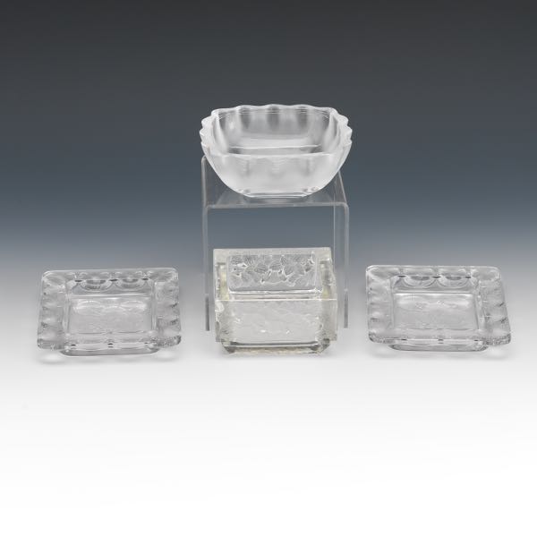 Appraisal: Lalique France Four Glass Ash Trays and Bowls Including two