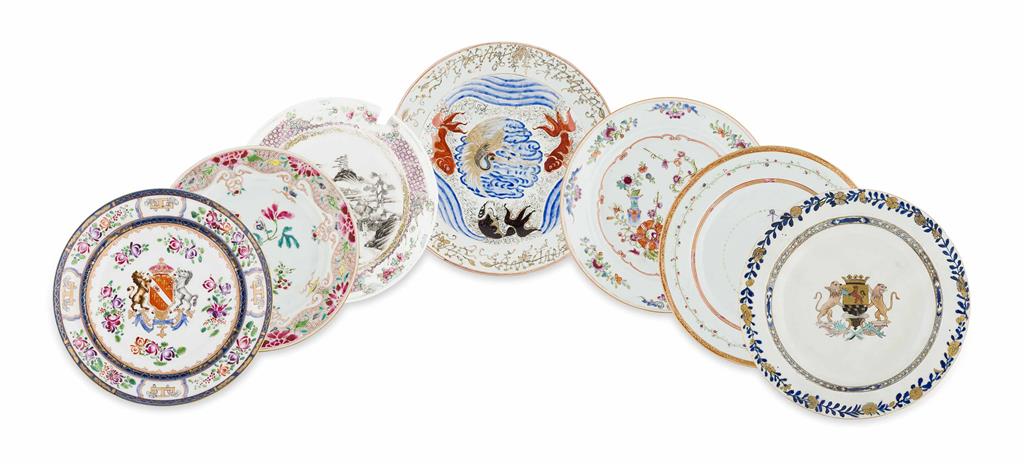 Appraisal: SIX EXPORT PLATES AND ONE DISH QING DYNASTY comprising a