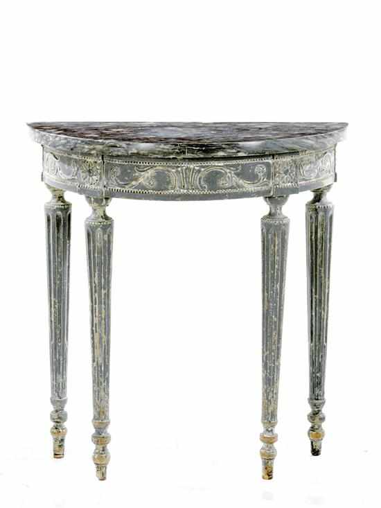 Appraisal: Louis XVI painted carved wood and marbletop console table early