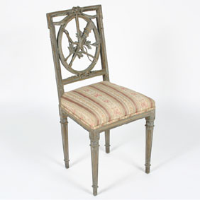 Appraisal: th Century French opera chair intricately open carved back with