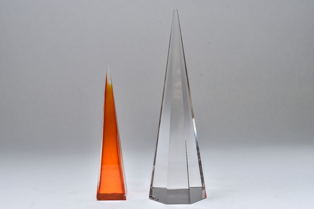 Appraisal: Art Glass Obelisk Sculptures Group of Group of two art