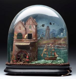 Appraisal: Automaton Under Glass Dome The automaton contains three movements One