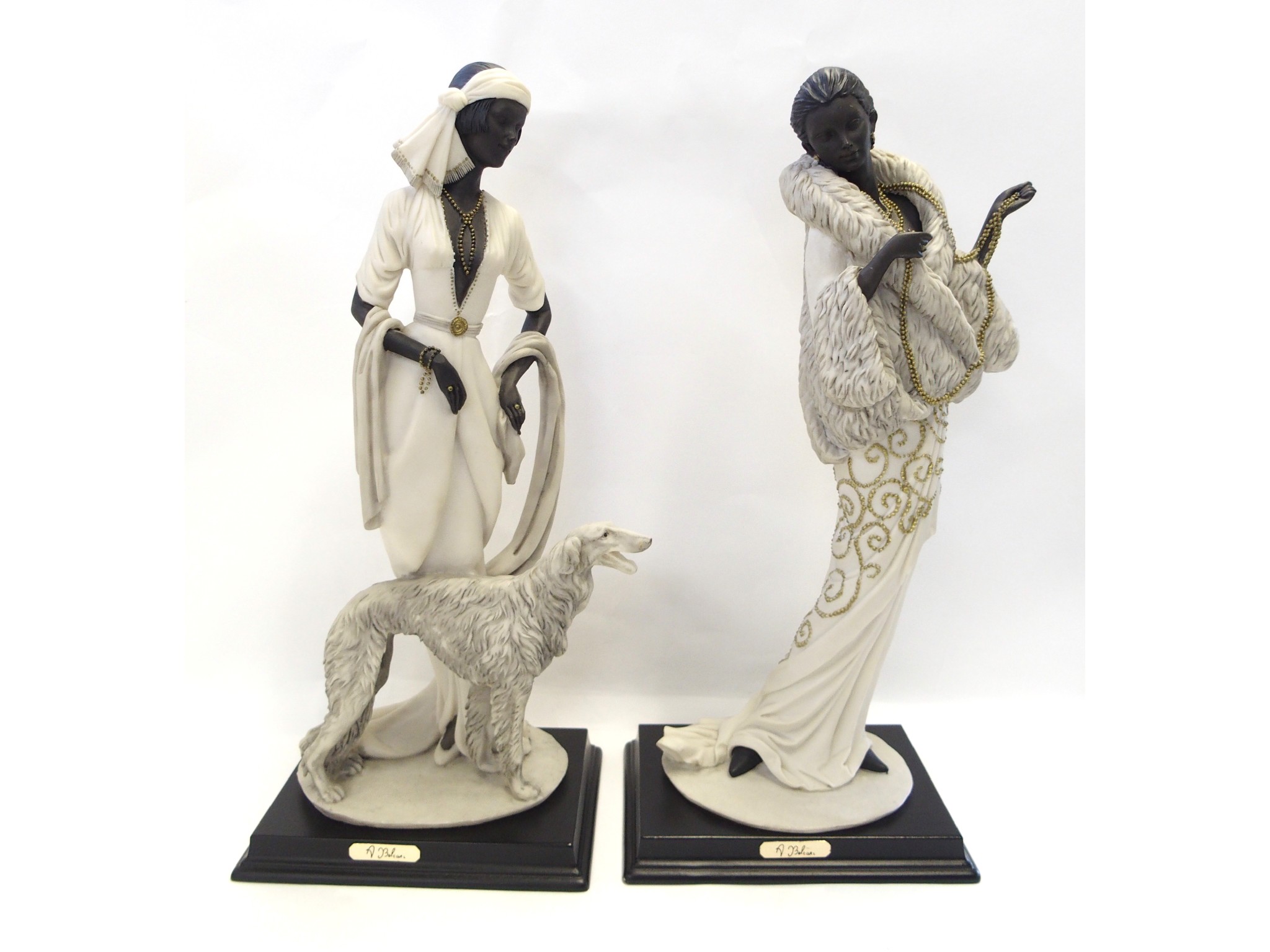 Appraisal: Two Italian figures of Art Deco style ladies