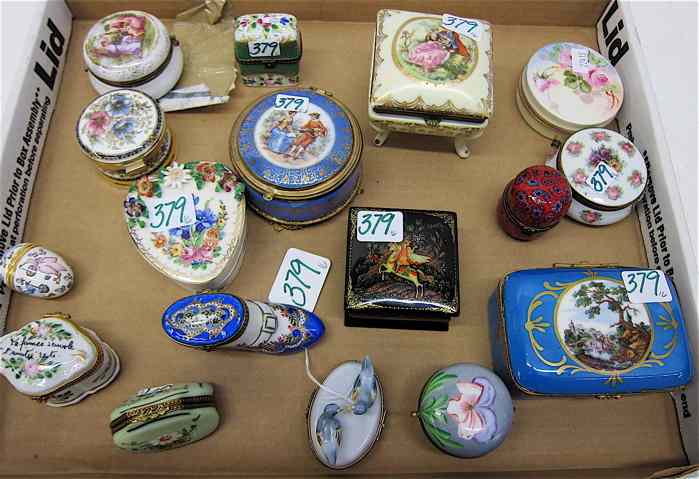 Appraisal: SIXTEEN PORCELAIN OTHER MINIATURE BOXES various makers styles and shapes