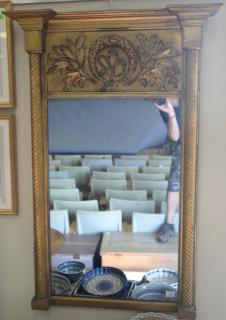 Appraisal: Federal gold decorated mirror with spiral columns circa ht in