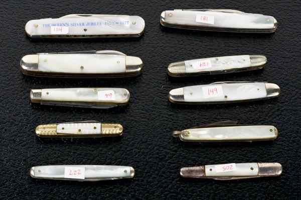 Appraisal: Pocket Knives Lot of Ten with Pearl Handles Lot includes