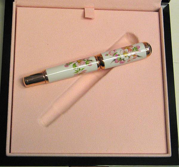 Appraisal: MONT BLANC Porcelain Sakura Fountain Pen The cap and barrel