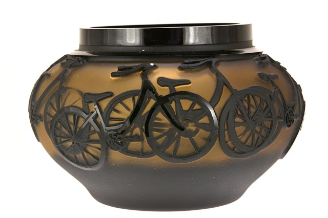 Appraisal: Pilgrim Cameo Glass Rose Bowl Bikes About Pilgrim Cameo Glass