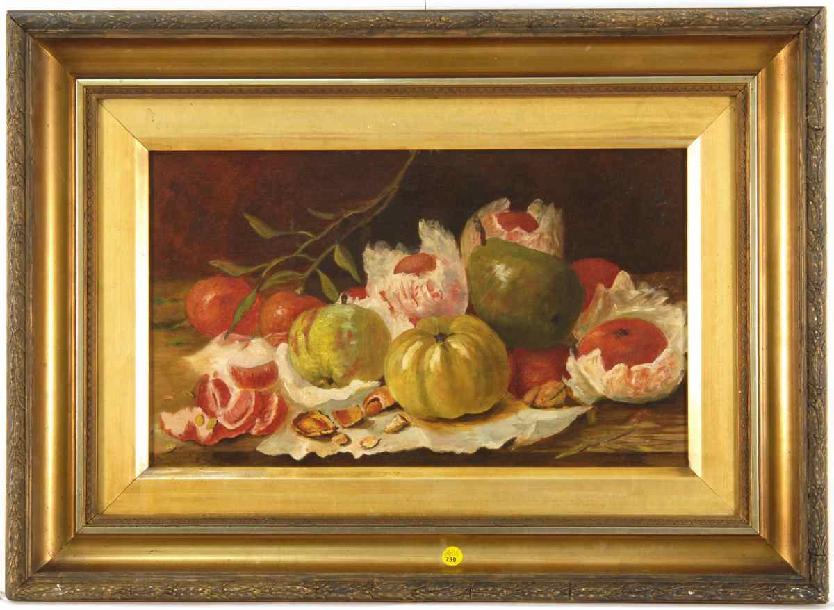 Appraisal: AMERICAN SCHOOL th CenturyStill life with tomatoes and nuts Unsigned