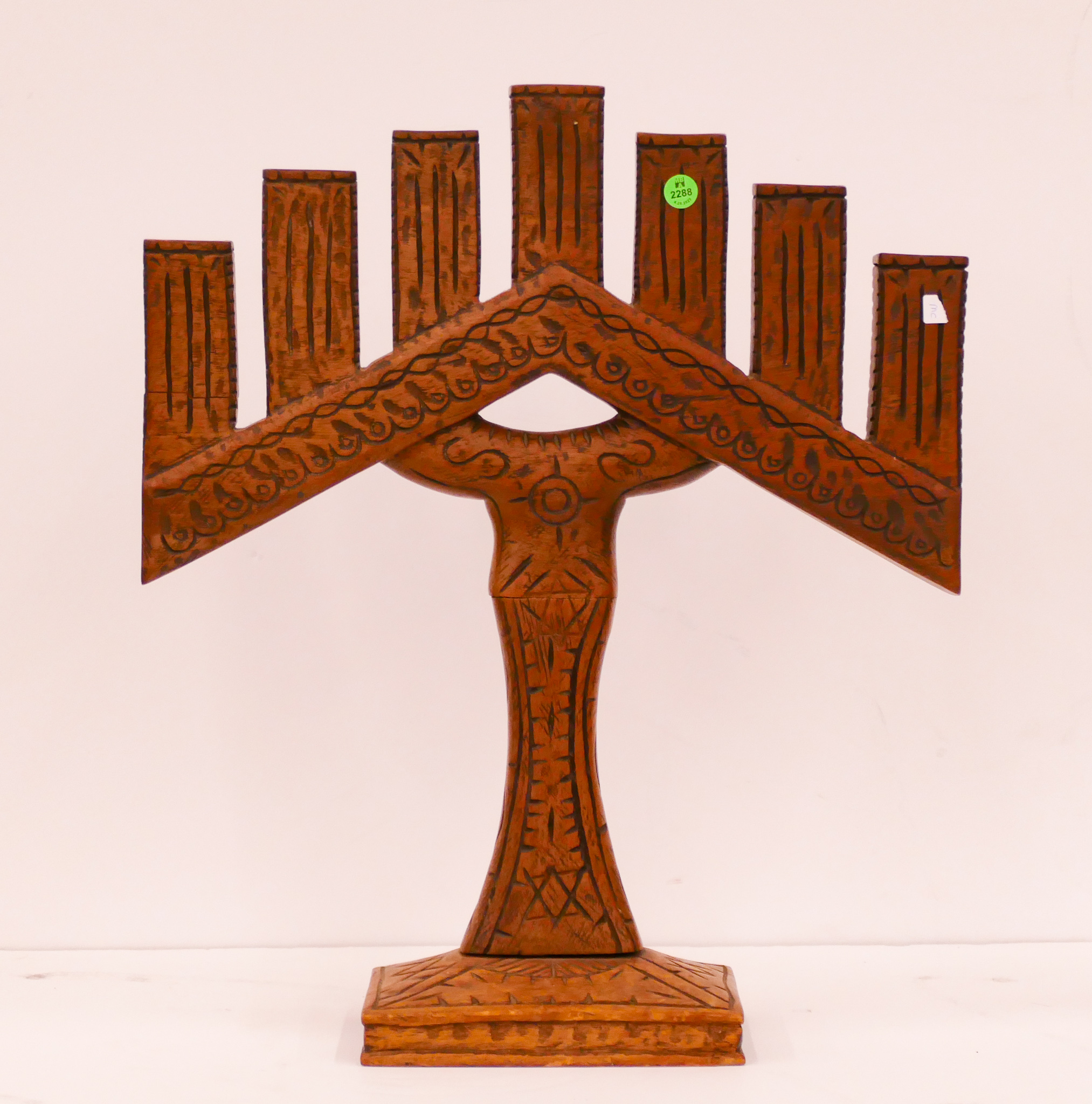 Appraisal: Spanish Folk Art Carved Wood Candelabra- x ''