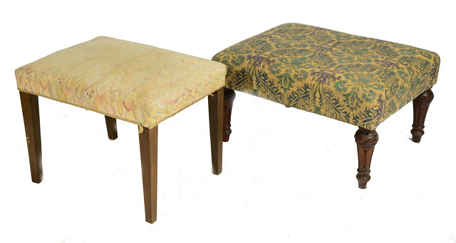 Appraisal: A VICTORIAN RECTANGULAR STOOL on fluted tapering legs with carved