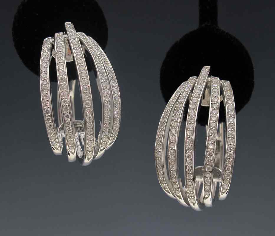 Appraisal: K GOLD AND DIAMOND EARRINGS K white gold earrings contain