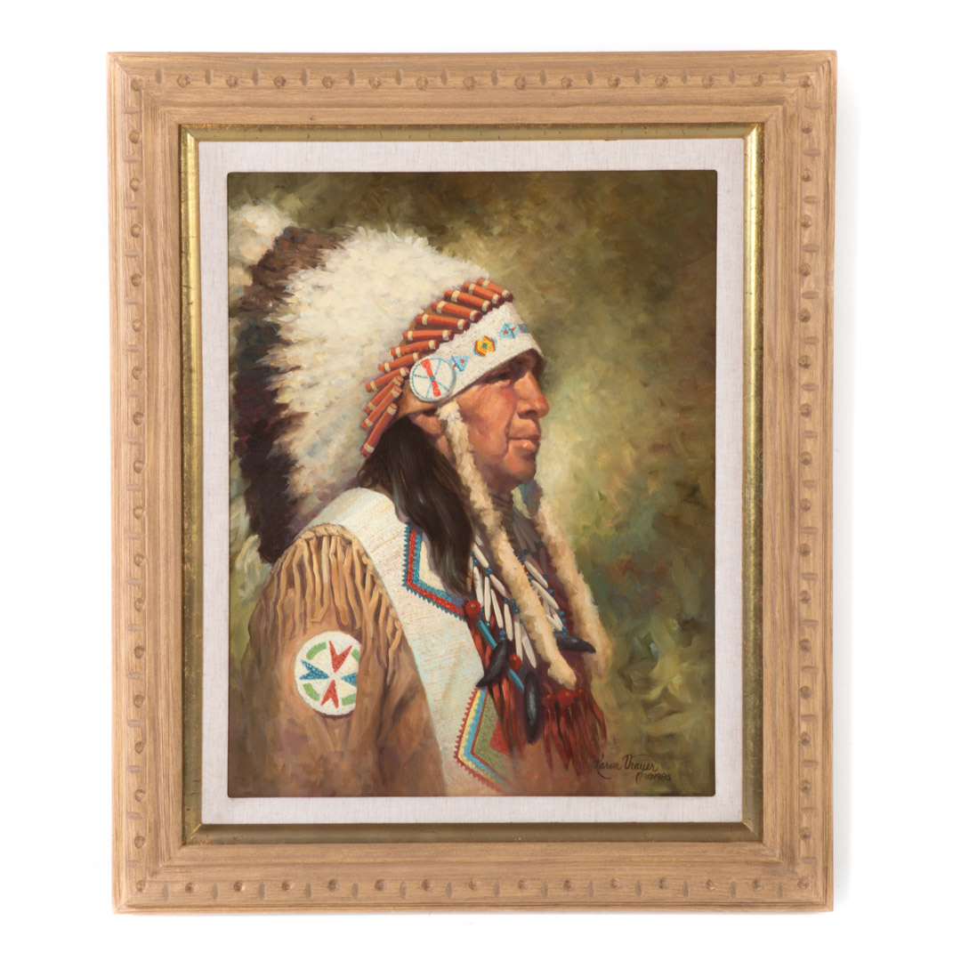 Appraisal: Karen Thayer Indian Chief oil American th Century Portrait of