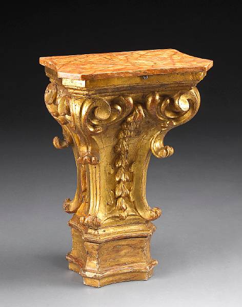 Appraisal: An Italian Baroque giltwood console partially composed of antique elements