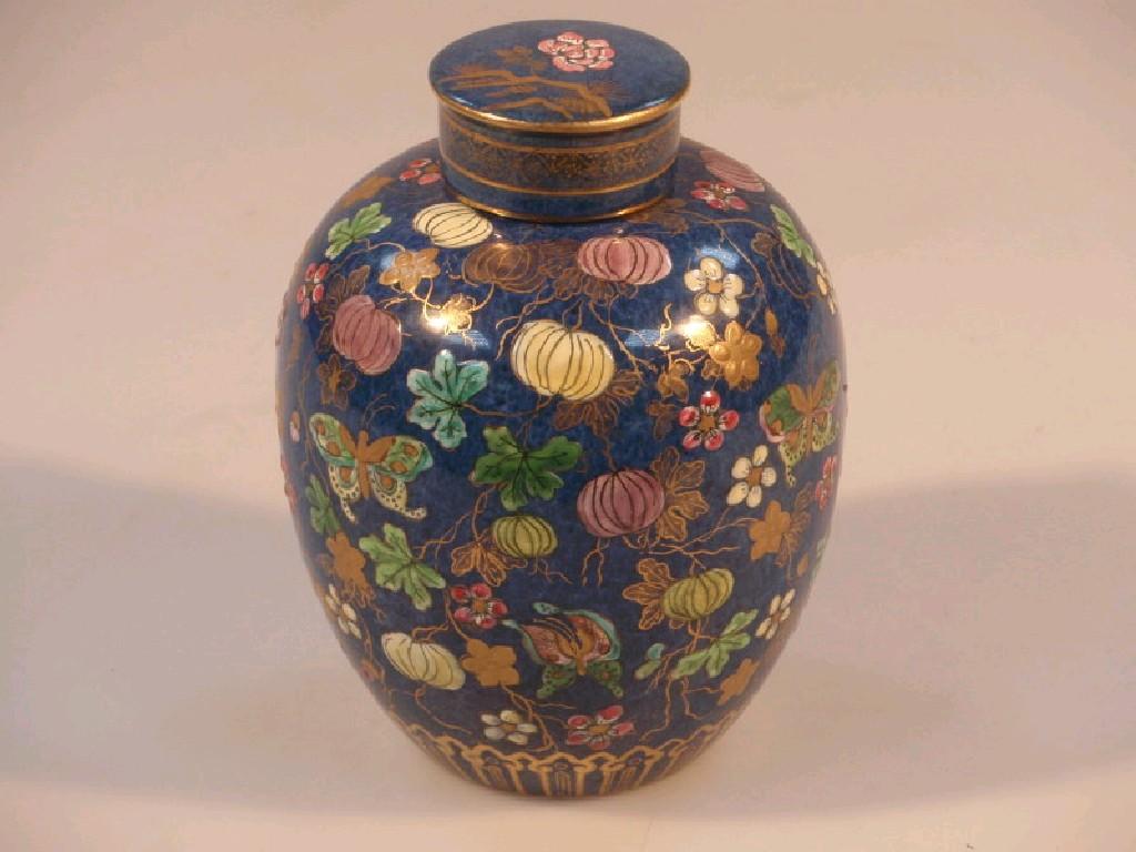 Appraisal: A New Chelsea porcelain ovoid jar and cover hand painted