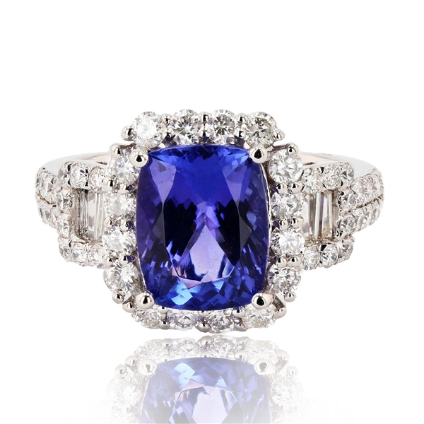 Appraisal: ct tanzanite and faceted diamonds ct platinum ring weighs grams