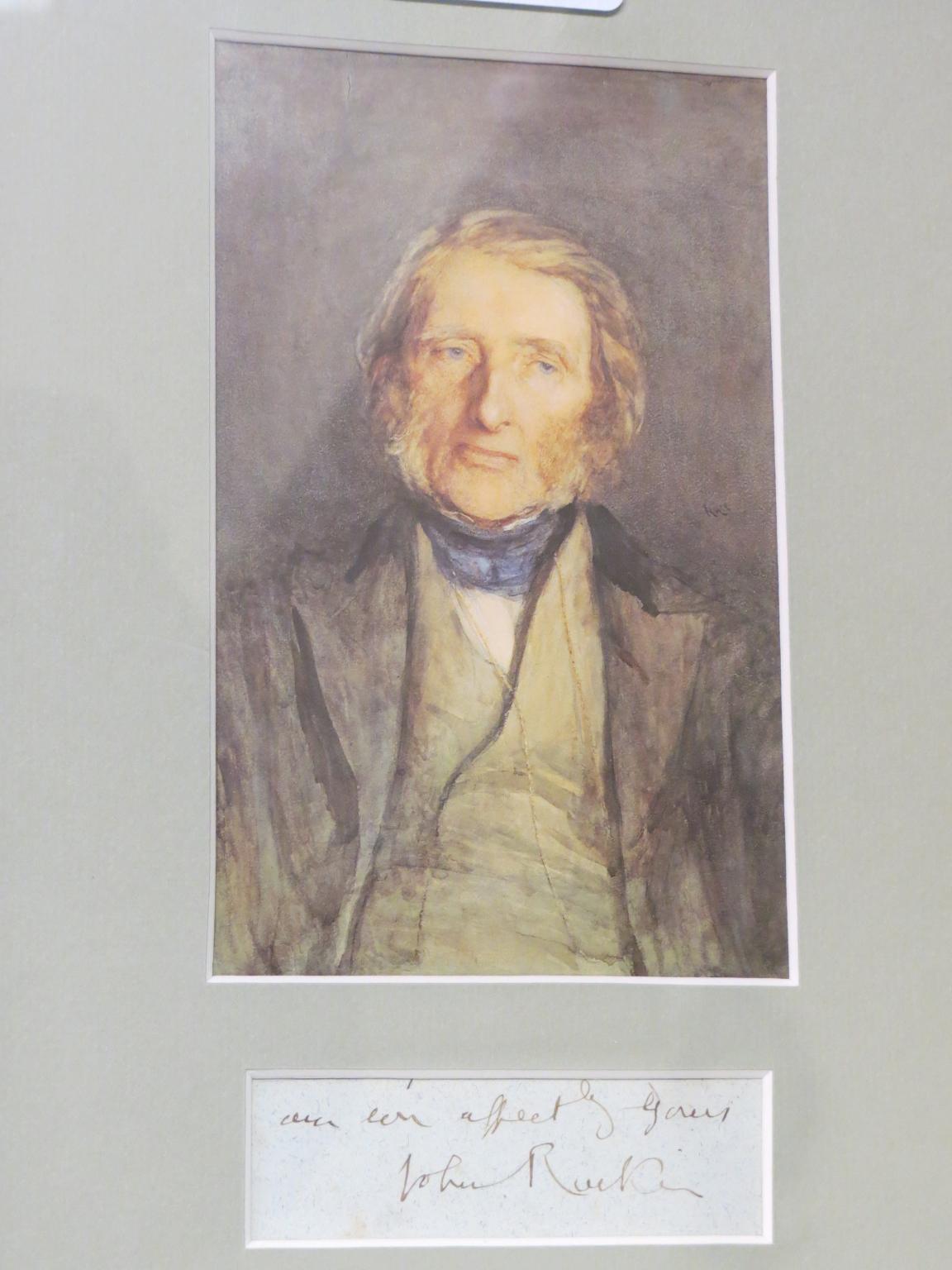 Appraisal: John Ruskin - - letter signature framed and mounted beneath