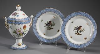 Appraisal: pcs hand painted porcelain in the style of Herend Three