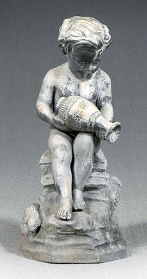 Appraisal: Figural lead fountain in form of putti with downturned urn