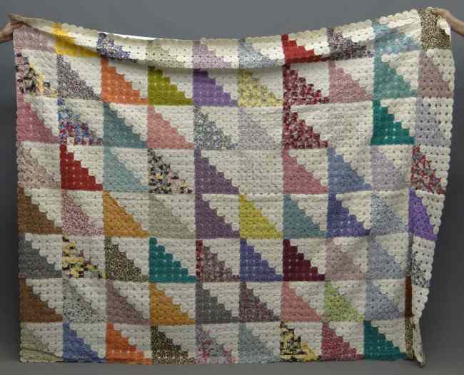 Appraisal: Vintage flying geese ''yo yo'' quilt