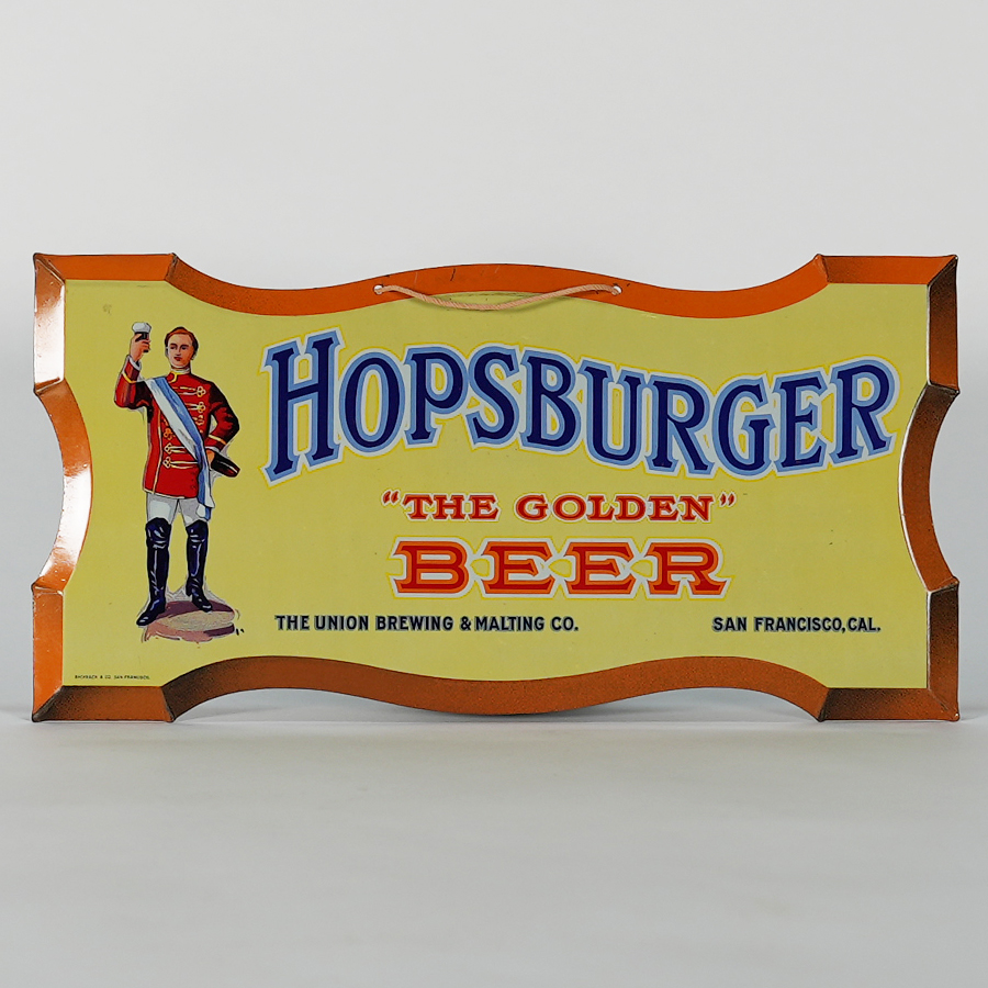 Appraisal: Hopsburger Golden Beer San Francisco Diecut Tin Sign MINTYReference n