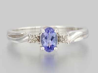 Appraisal: A Ladies' Tanzanite and Diamond Ring k whit gold ring